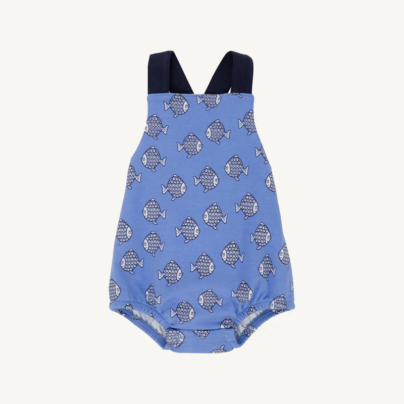 Stillman Sunsuit - Little Fishes with Nantucket Navy | The Beaufort Bonnet Company