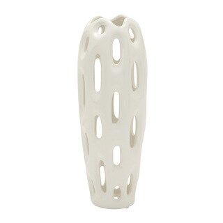 Strick & Bolton Tatum Ceramic White Vase (White) | Bed Bath & Beyond