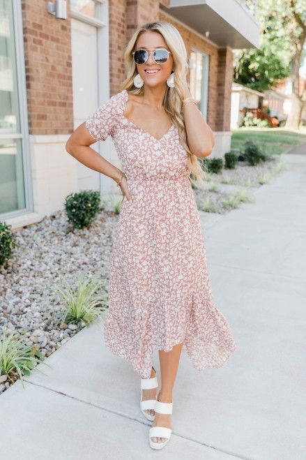 Too Cool For You Floral Maxi Dress Taupe | The Pink Lily Boutique