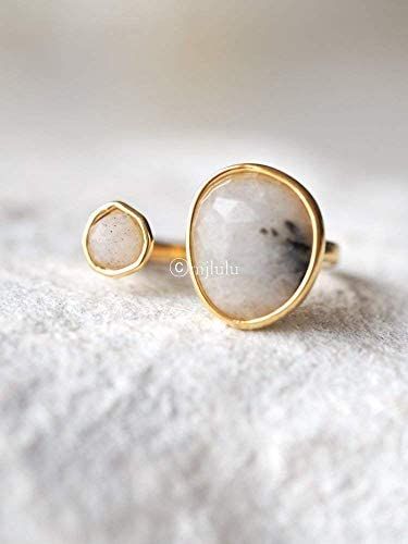 Double Stone Labradorite Open Circle Gemstone Ring | Amazon (US)