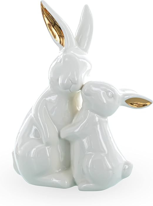 BestPysanky Elegante figura de cerámica para madre conejita con bebé, 8 pulgadas de alto | Amazon (US)