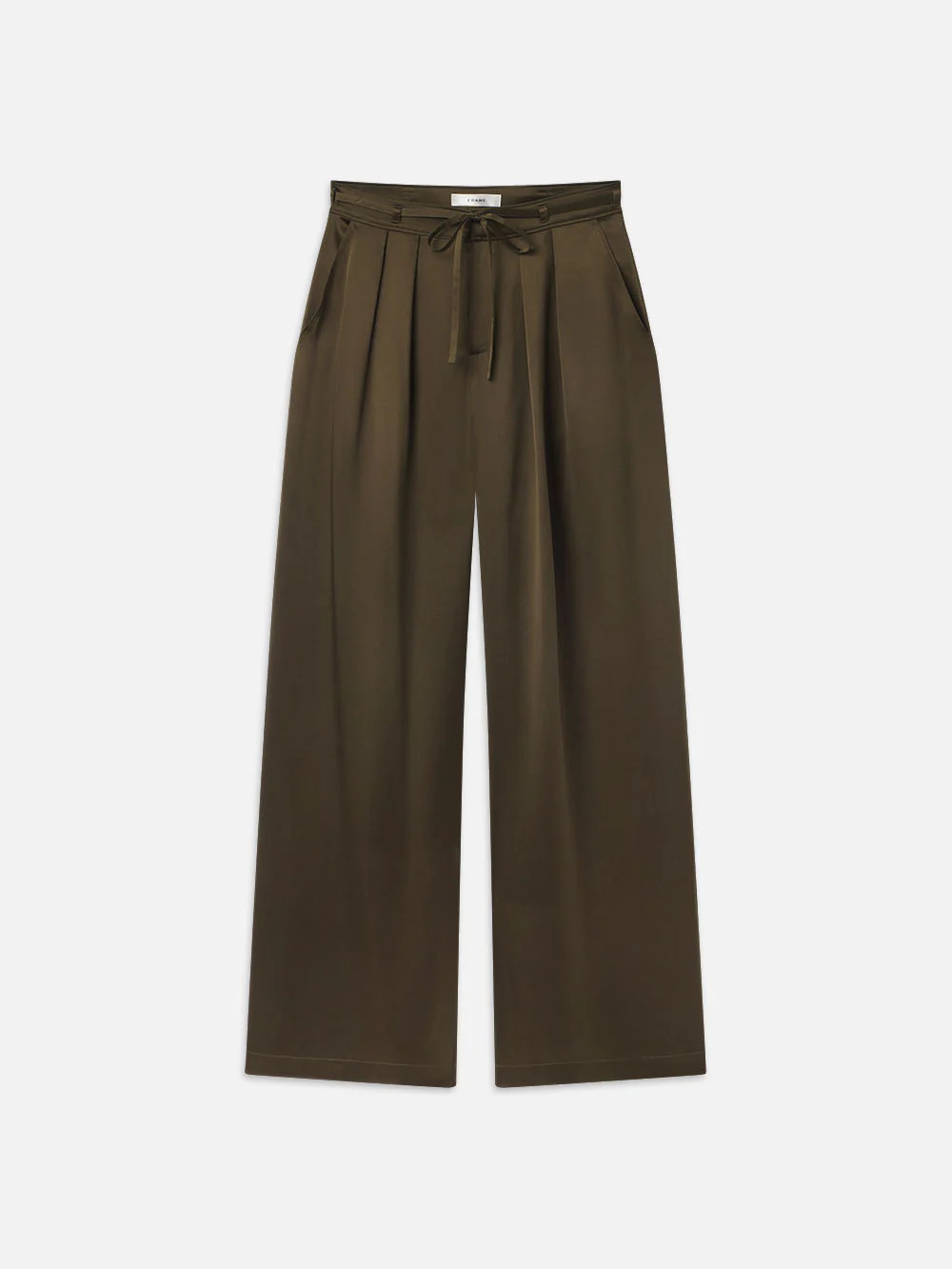Long Silk Trouser  in  Rich Military | Frame Denim