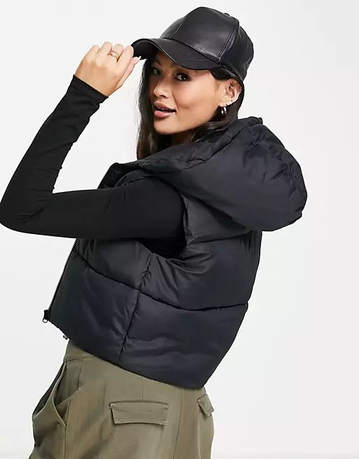 NA-KD padded cropped vest in black | ASOS (Global)