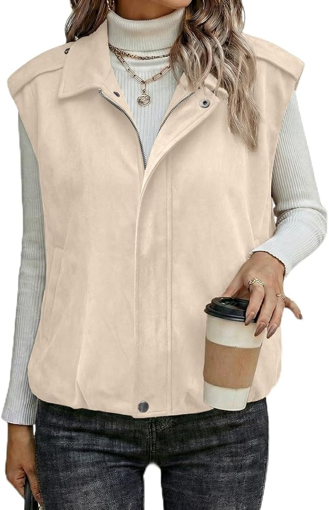 EVALESS Womens Vest Faux Suede Sleeveless Jackets Fashion Spring 2026 Y2K Cropped Jacket Trendy S... | Amazon (US)