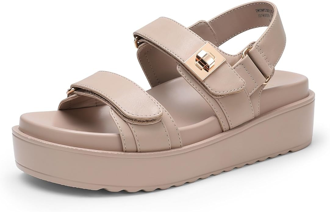 DREAM PAIRS Women's Low Wedge Sandals Comfortable Arch Support Platform Open toe Casual Dressy Fl... | Amazon (US)