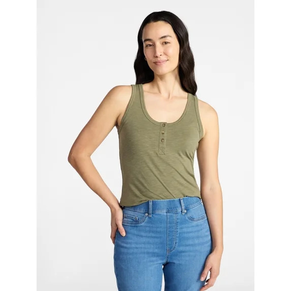Time and Tru Women’s Slub Henley Tank Top, sizes XS-XXXL | Walmart (US)