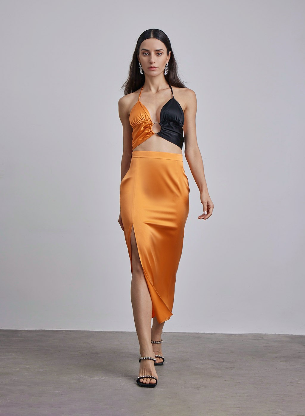 Marigold Silk Slit Skirt | Silk Maison
