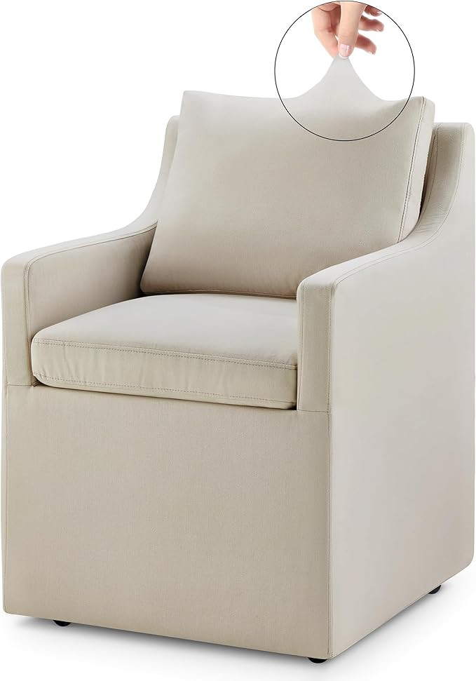 Upholstered Dining Chair Cover Replacement Machine Washable Flax Beige,Only Cover | Amazon (US)