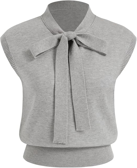 CIDER Sweater Vest Women Bow Tie Cap Sleeve Cropped Sweaters | Amazon (US)