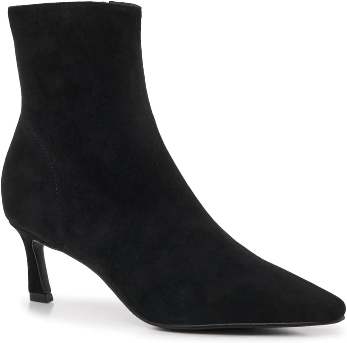 Coutgo Womens Pointed Toe Ankle Boots Kitten Heel Side Zipper Suede Booties | Amazon (US)