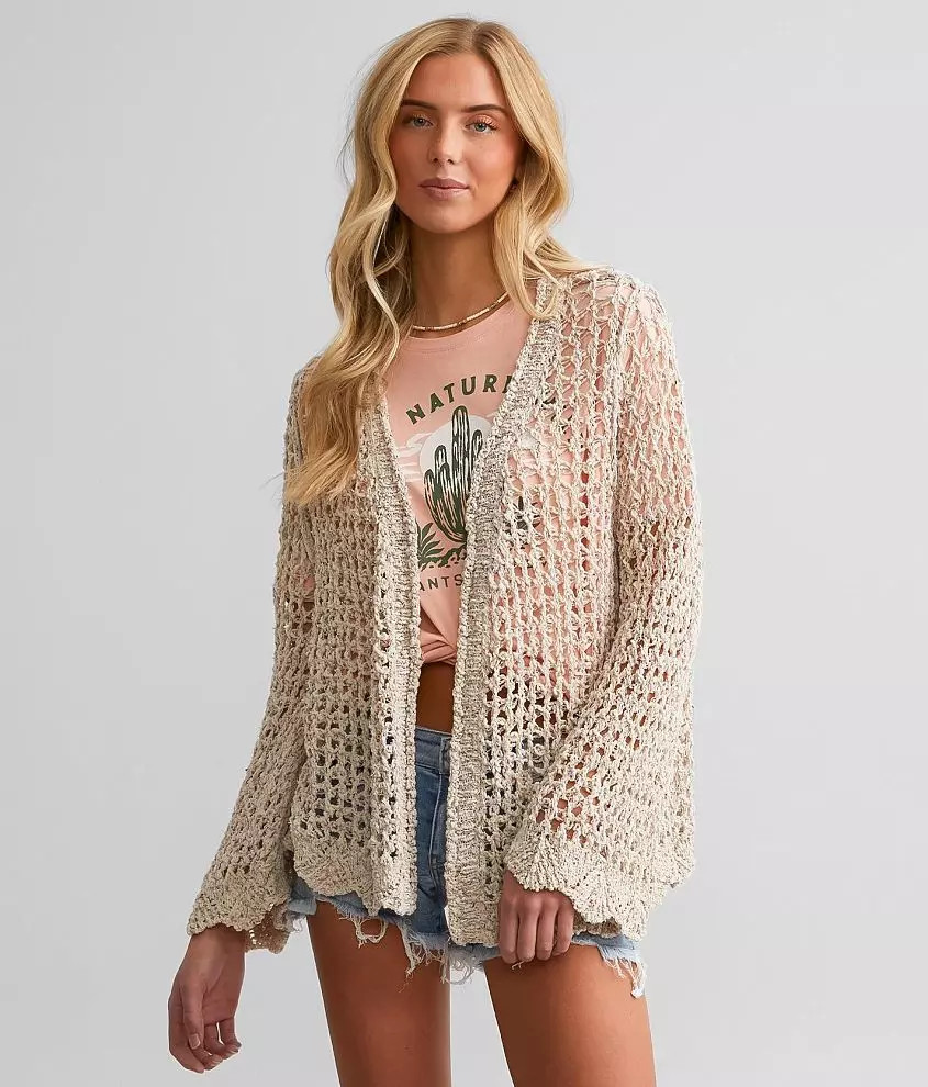 Marled Open Weave Cardigan Sweater | Buckle