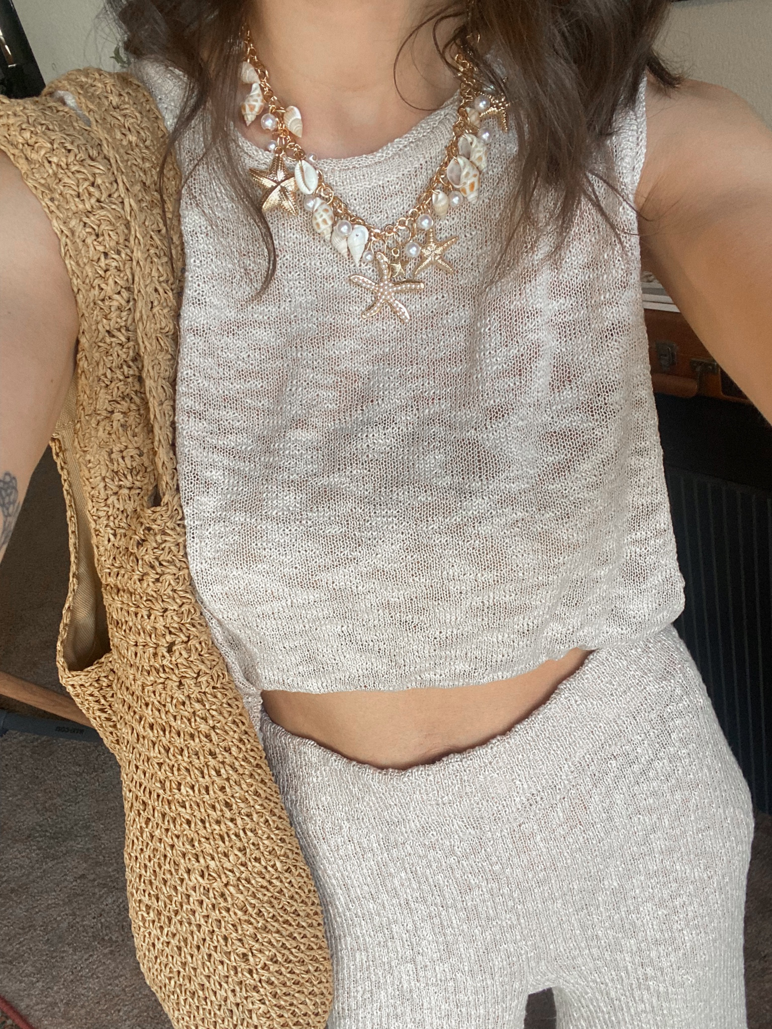 Perfect summer set! I got so many compliments on this necklace! #summerset #summer #twopiece #necklace #charmnecklace #charms #seashell #totebag #vacation #beach #beachoutfit #coverup 

#LTKItBag #LTKTravel #LTKStyleTip