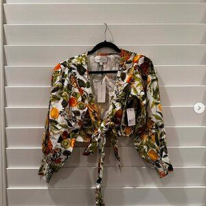 BNWT: Cara Cara Crop Angela printed cotton-poplin blouse Size XS | Poshmark