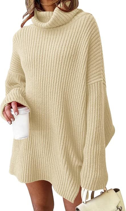LILLUSORY Womens Turtleneck Oversized Long Batwing Sleeve Sweater Dress 2024 Plus Size Tunic Pull... | Amazon (US)