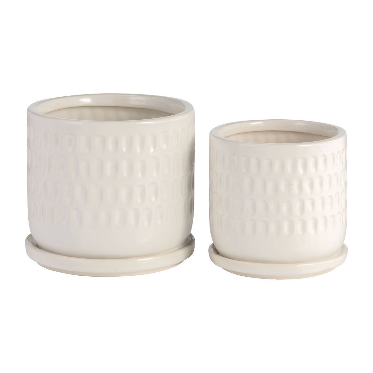 Sagebrook Home 2pc Hammered Ceramic Planter Pot White | Target