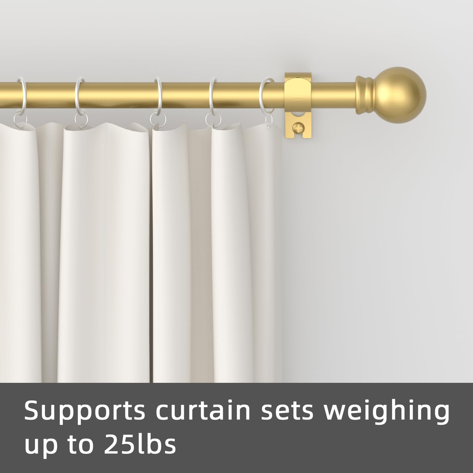 Curtain Rods for windows 48 to 84-93 inch, 5/8 inch Decorative Gold Splicing Heavy Duty Metal Cur... | Amazon (US)