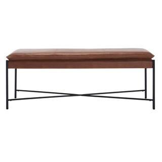 SAFAVIEH Kara Brown/Black Upholstered Bench BCH6402B - The Home Depot | The Home Depot