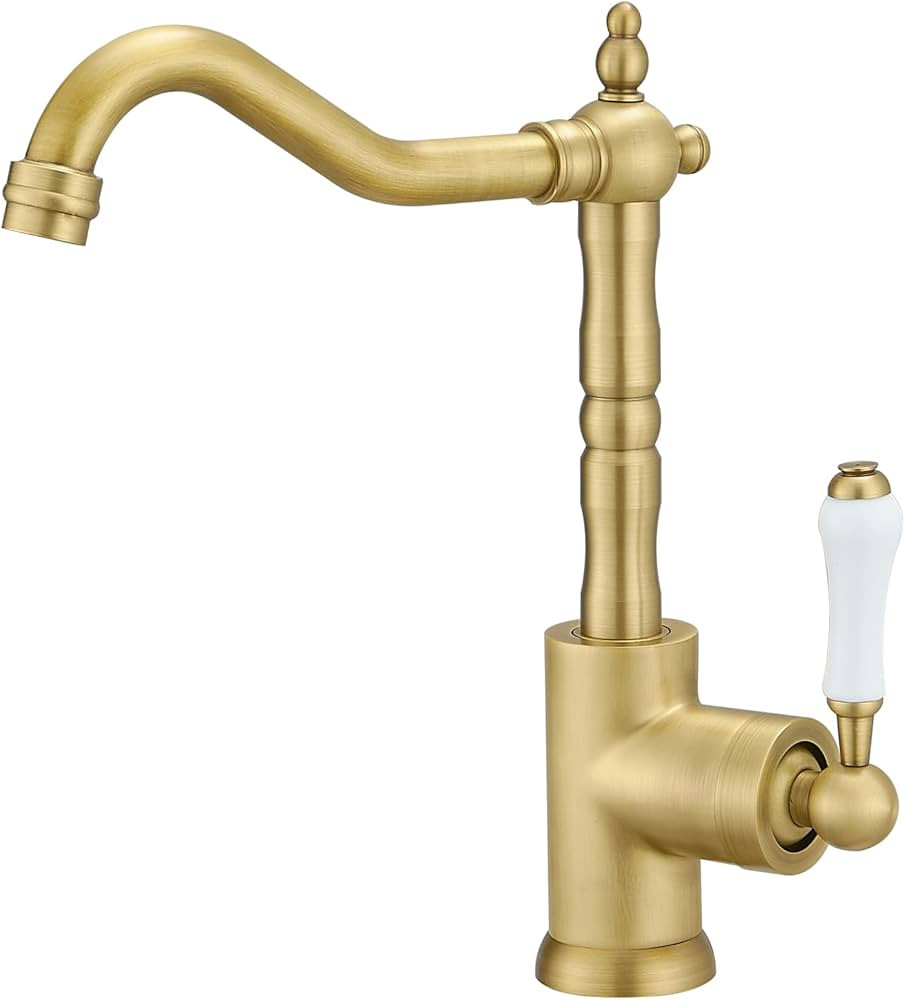 BWE Antique Brass Kitchen Sink Faucet Single Handle Bar Faucet for Kitchen Sink with 360° Swivel... | Amazon (US)