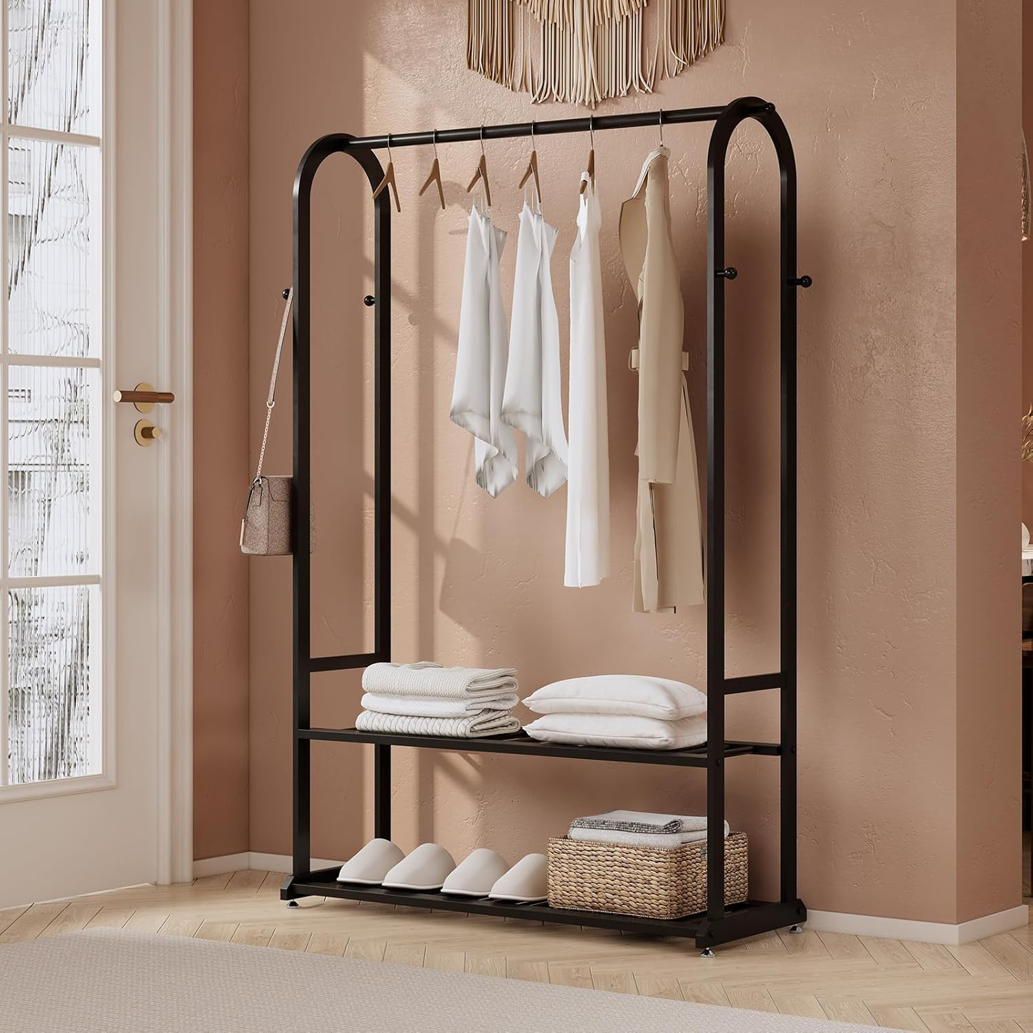 Freestanding Clothes Rack,Sturdy Metal Garment Racks for Hanging Clothes,Black Clothing Racks wit... | Amazon (US)
