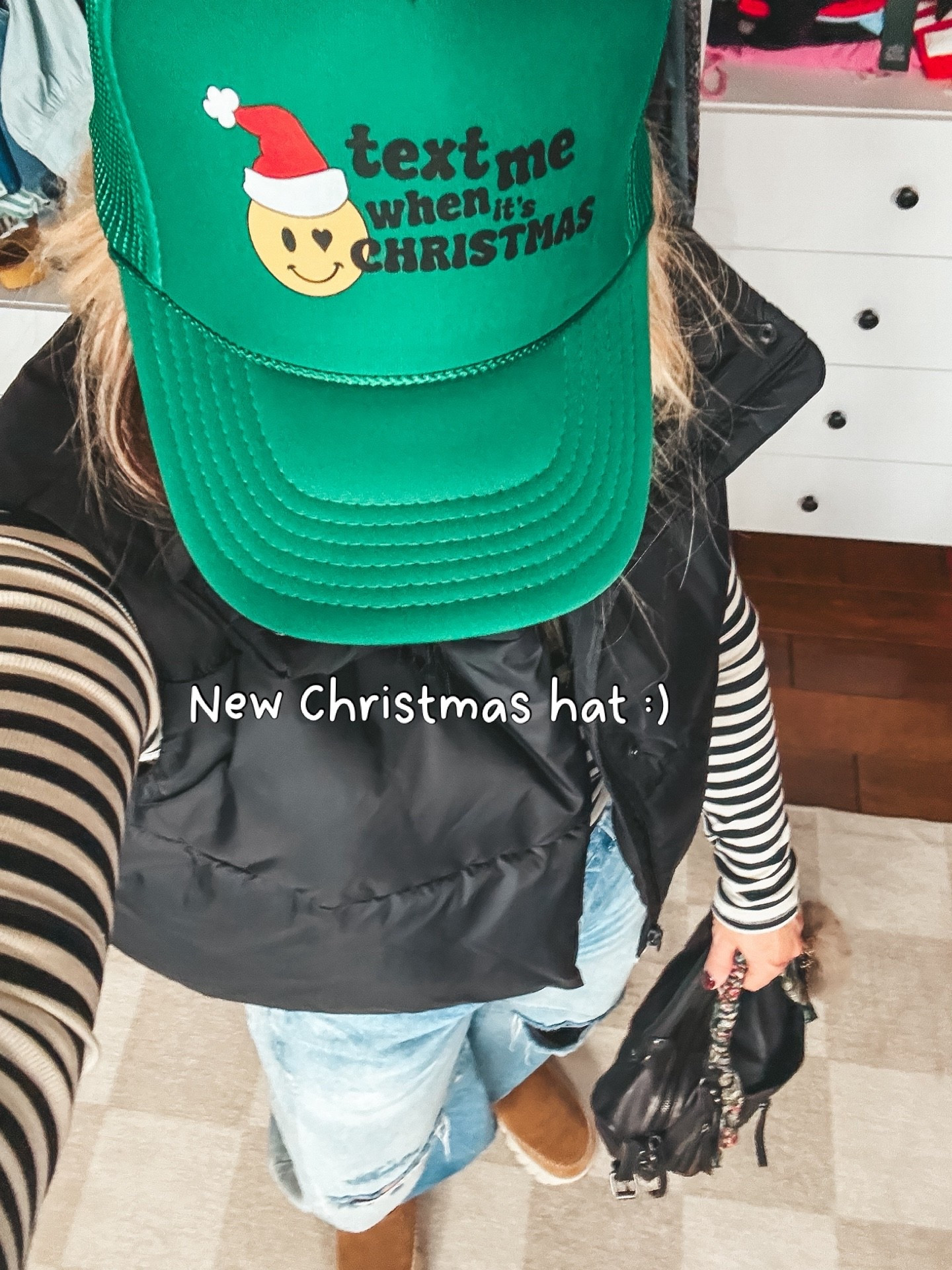 LOVE my new hat from @shopthatfridayfeelin ♥️🎄
Also a cropped black vest is the cutest!! Grabbed this one on sale last week  

#LTKOver40 #LTKootd #LTKHoliday