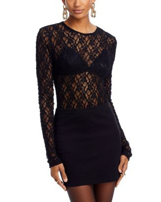 FRAME Mesh Lace Top  | Bloomingdale's Women | Bloomingdale's (US)
