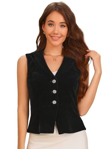 Allegra K Women's Waistcoat Suit Velvet Sleeveless Lapel V Neck Dressy Teacher Blazer Vests | Amazon (US)