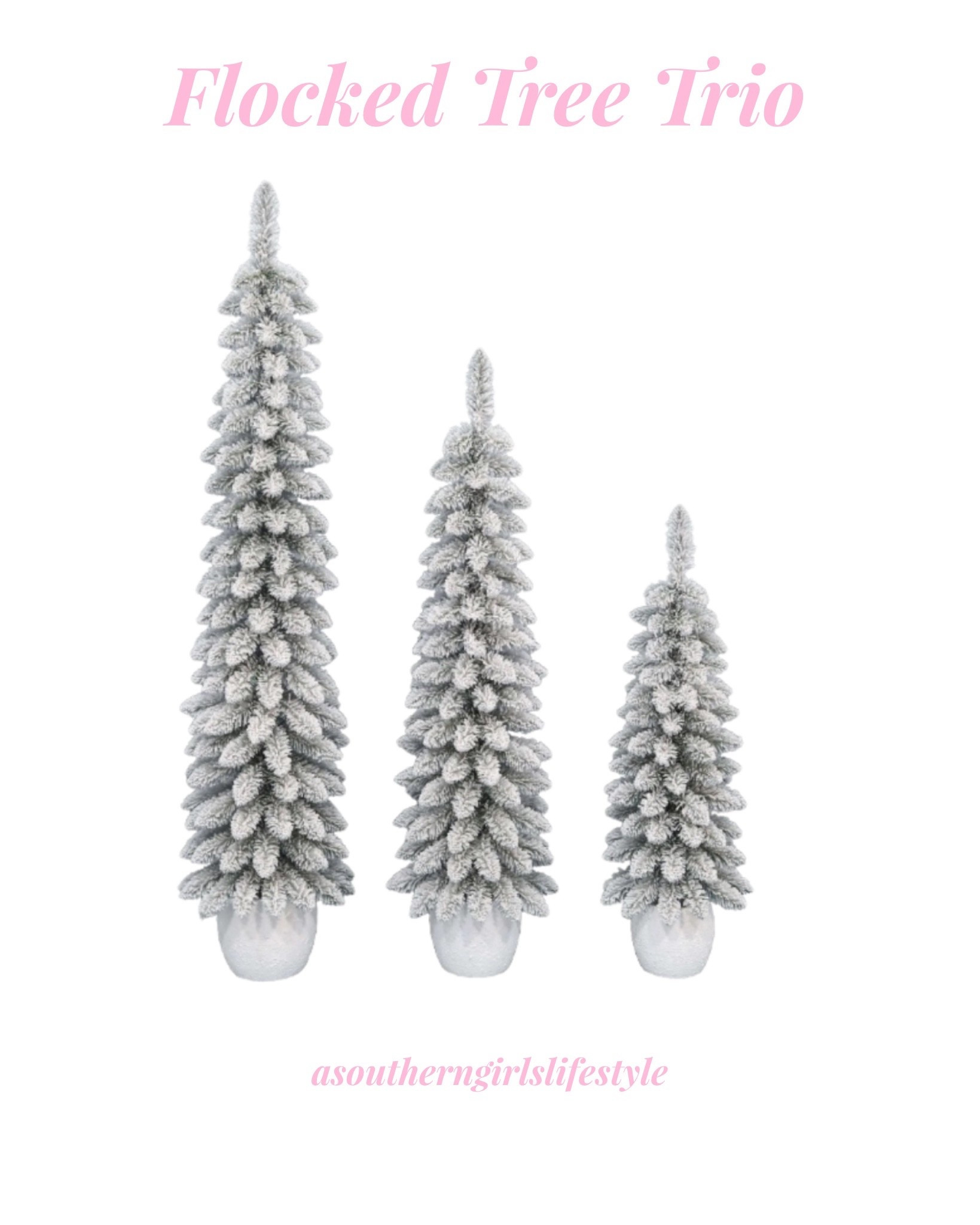 Love a Flocked Tree! Great price on this trio! Could also be Winter decor after the holidays 

Set of 3 (3'/4'/5') Green Flocked Artificial Potted Christmas Trees, by Holiday Time

Christmas Decor. Christmas Home. 

#LTKSeasonal #LTKHoliday #LTKHome