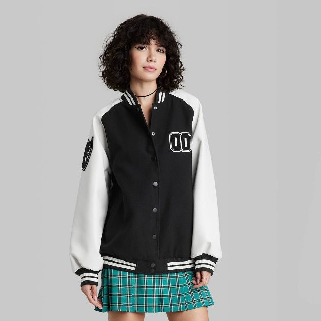 Women's Faux Leather Varsity Jacket - Wild Fable™ | Target
