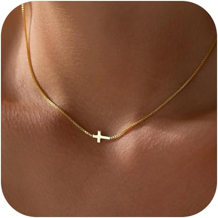Cross Necklace for Women 14K Gold Silver Plated Dainty Small Cross Pendant Choker Simple Trendy C... | Amazon (US)