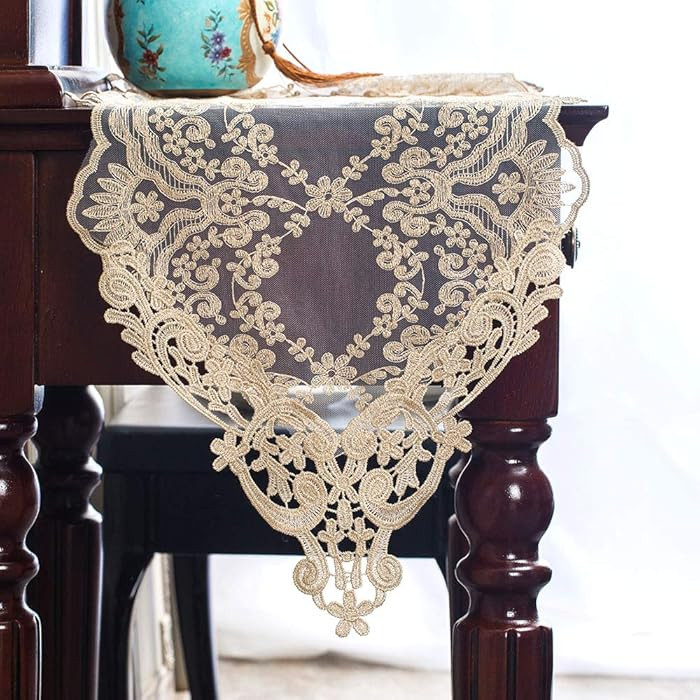 ARTABLE Rectangle Table Runner Lace Macrame Embroidered Table Runners with Exquisite Vintage Shab... | Amazon (US)