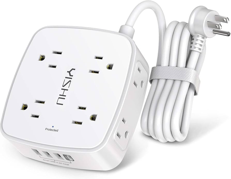 6 Ft Surge Protector Power Strip - 8 Widely Outlets with 4 USB Ports, 3 Side Outlet Extender with... | Amazon (US)