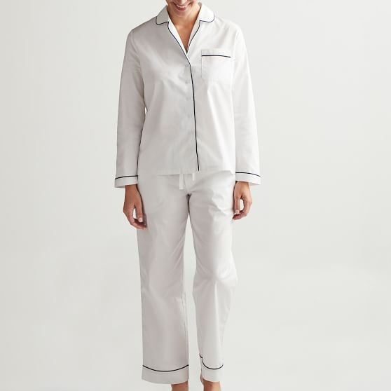 Long Sleeve PJ Set, White | Mark and Graham