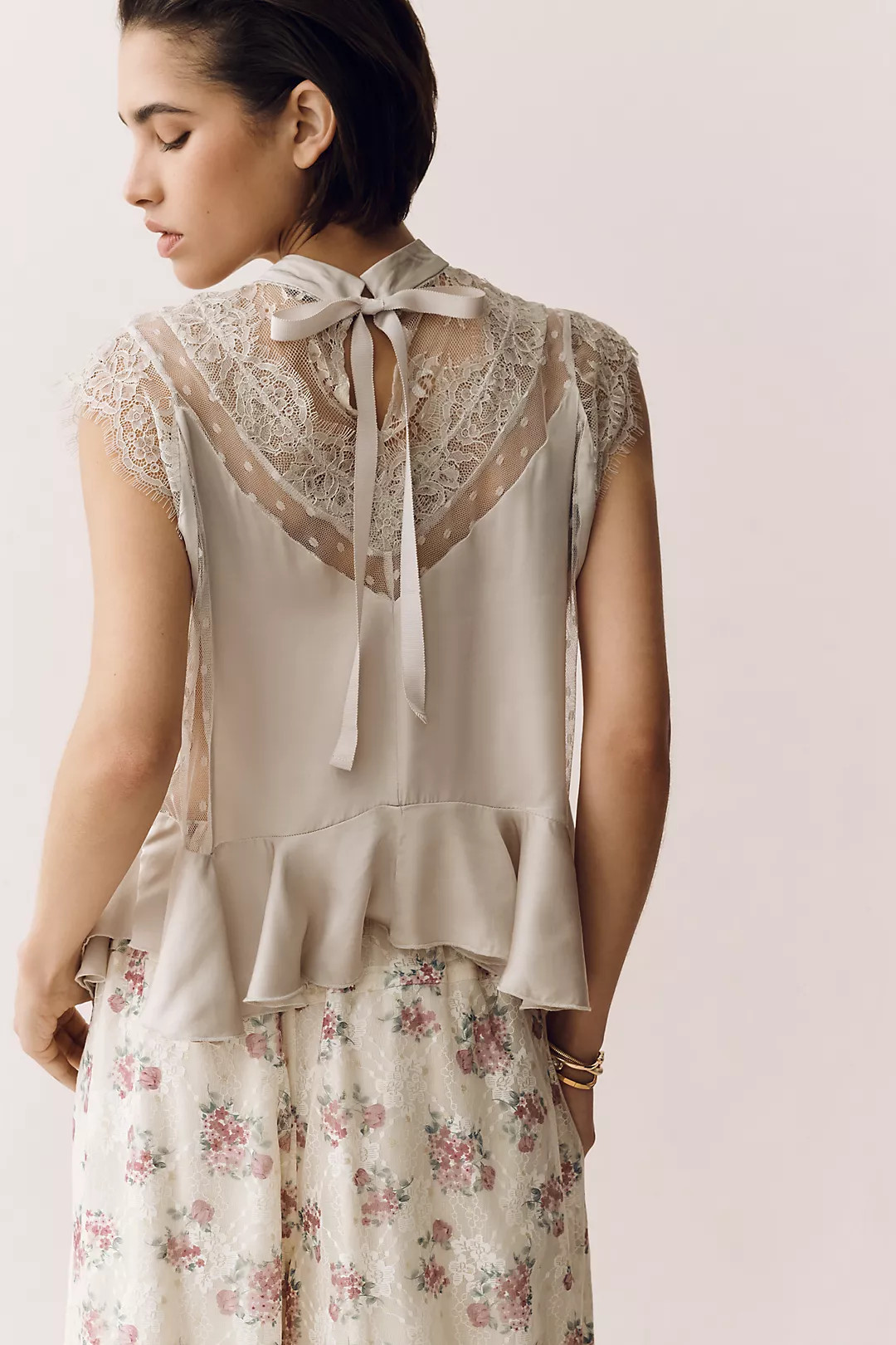 Harmony Sheer Lace Peplum Blouse | Anthropologie (US)