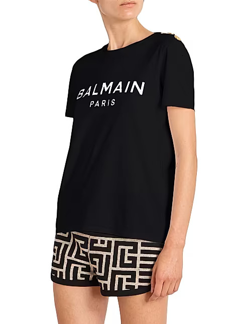 Button-Embellished Logo T-Shirt | Saks Fifth Avenue
