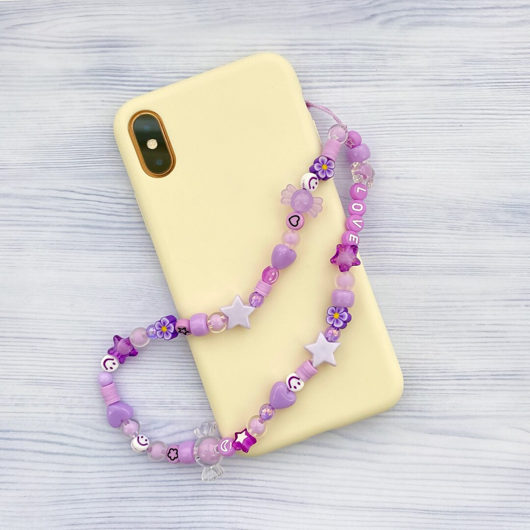 Personalized phone strap Customisable 90s style beaded phone charm Y2K phone strap Stocking stuff... | Etsy (US)