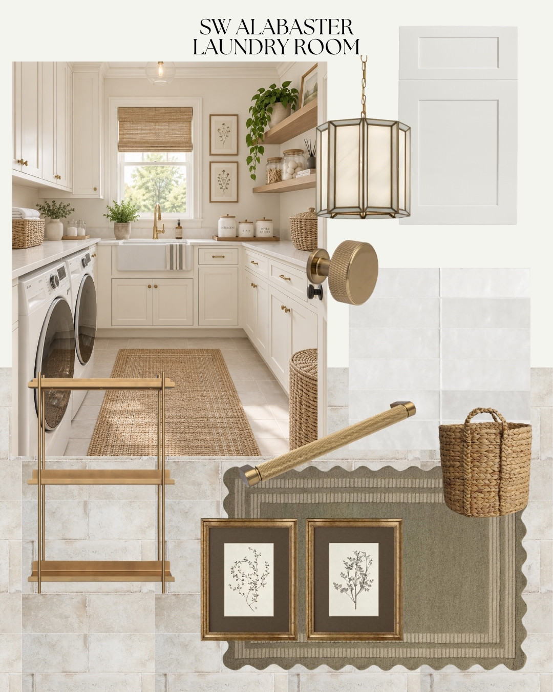 SW Alabaster Laundry Room, White Cabinets Laundry Room, Laundry Room Makeover, Satin Brass Hardware, Woven Baskets, Laundry Room Design, Laundry Room Decor, Floating Shelves, Cozy Laundry Room design

#laundryroom #cozyhome #whitecabinets #brasshardware #homemakeover #homeimprovement 

 #LTKHome #LTKSaleAlert