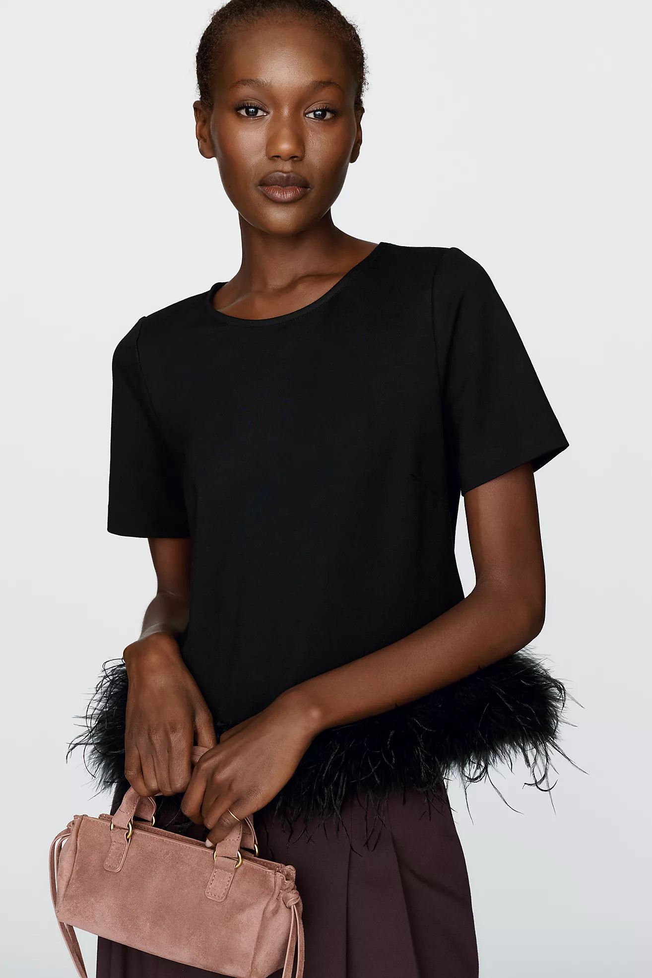 Hutch Ponte & Faux Feather Trim Top | Anthropologie (US)