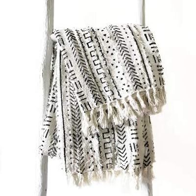 CASA BOHO Decorative Tribal Throw Blanket Monochrome Geometric Tassels Black, White 46x64 inch (B... | Amazon (US)