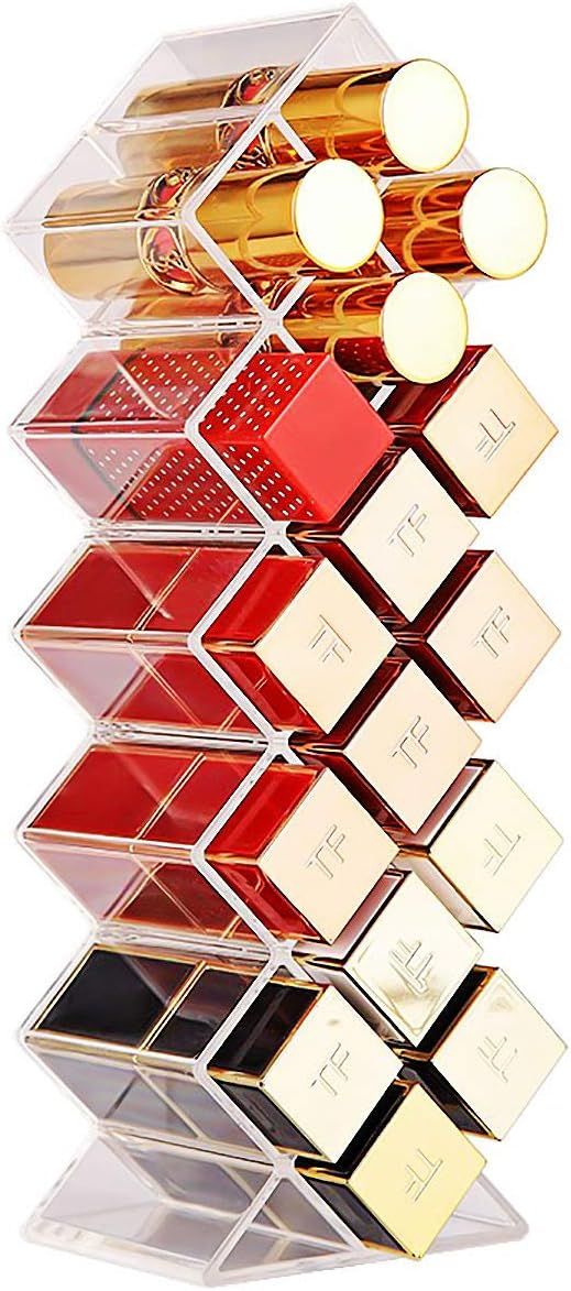 Mecool Fish Shape clear Lipstick Organizer, Lip Gloss Storage with 16 Slots Display Stand Cosmeti... | Amazon (US)