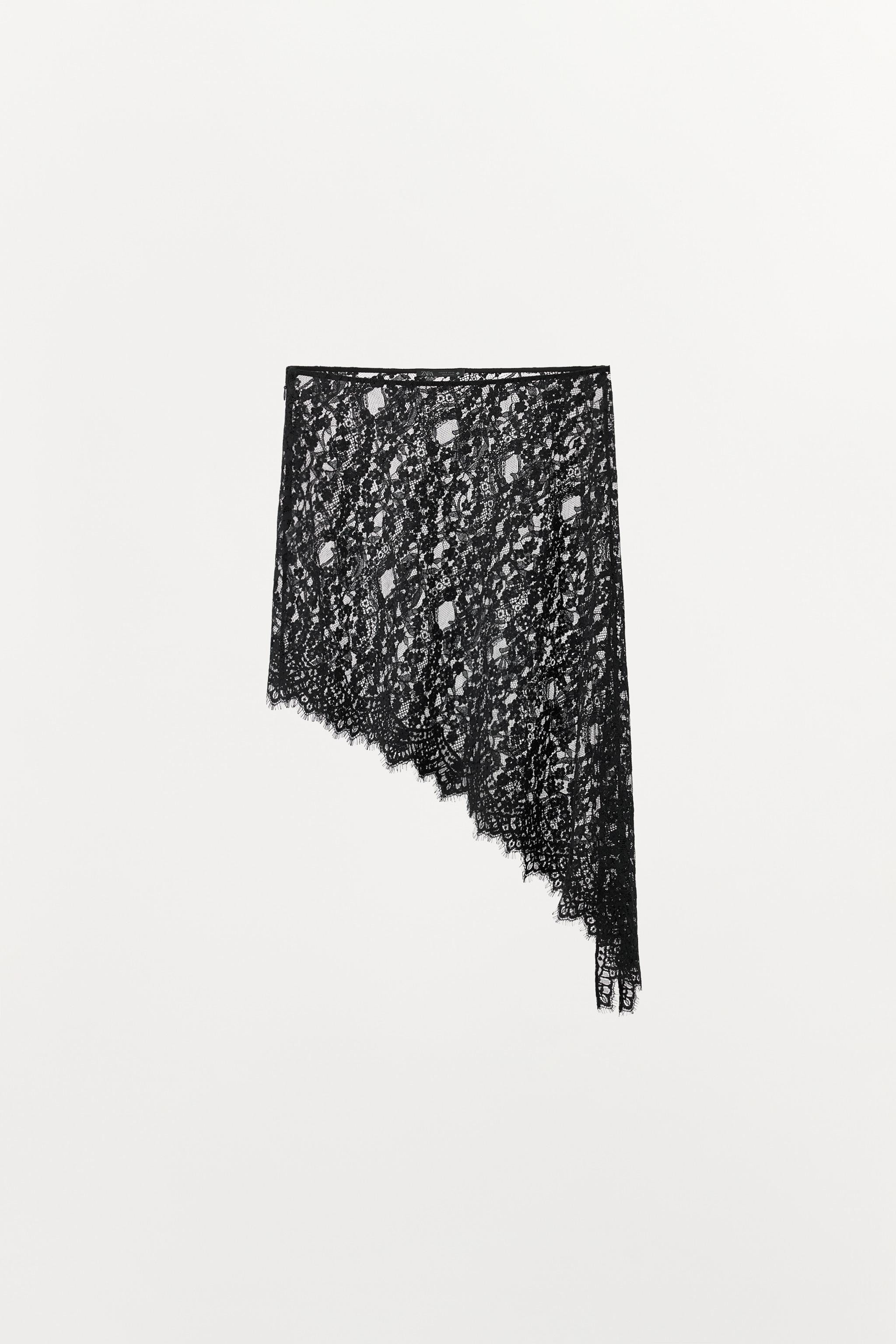 ASYMMETRICAL LACE MIDI SKIRT | Zara US