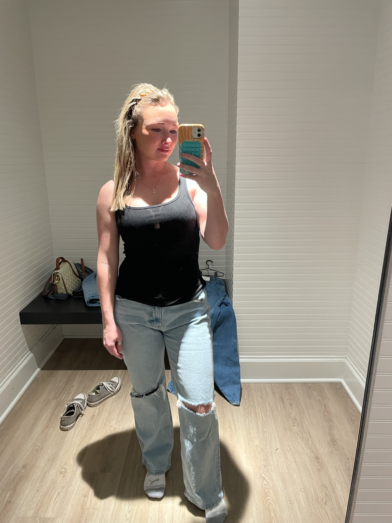 Jeans: Abercrombie Low Rise Baggy jeans in light destroyed size 26 extra short (I’m 5’2 & usually wear a 26! Size down for a more fitted fit) 

#LTKSeasonal #LTKstyletip #LTKMostLoved