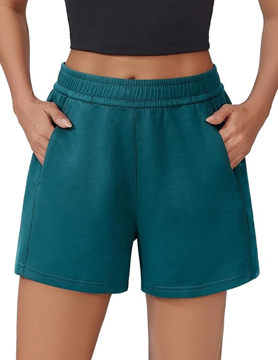 PINSPARK Athletic Sweat Shorts Women Elastic High Waisted Comfy Short Drawstring Casual Lounge Sh... | Amazon (US)
