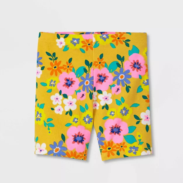 Toddler Girls' Floral Knit Bike Shorts - Cat & Jack™ Yellow | Target