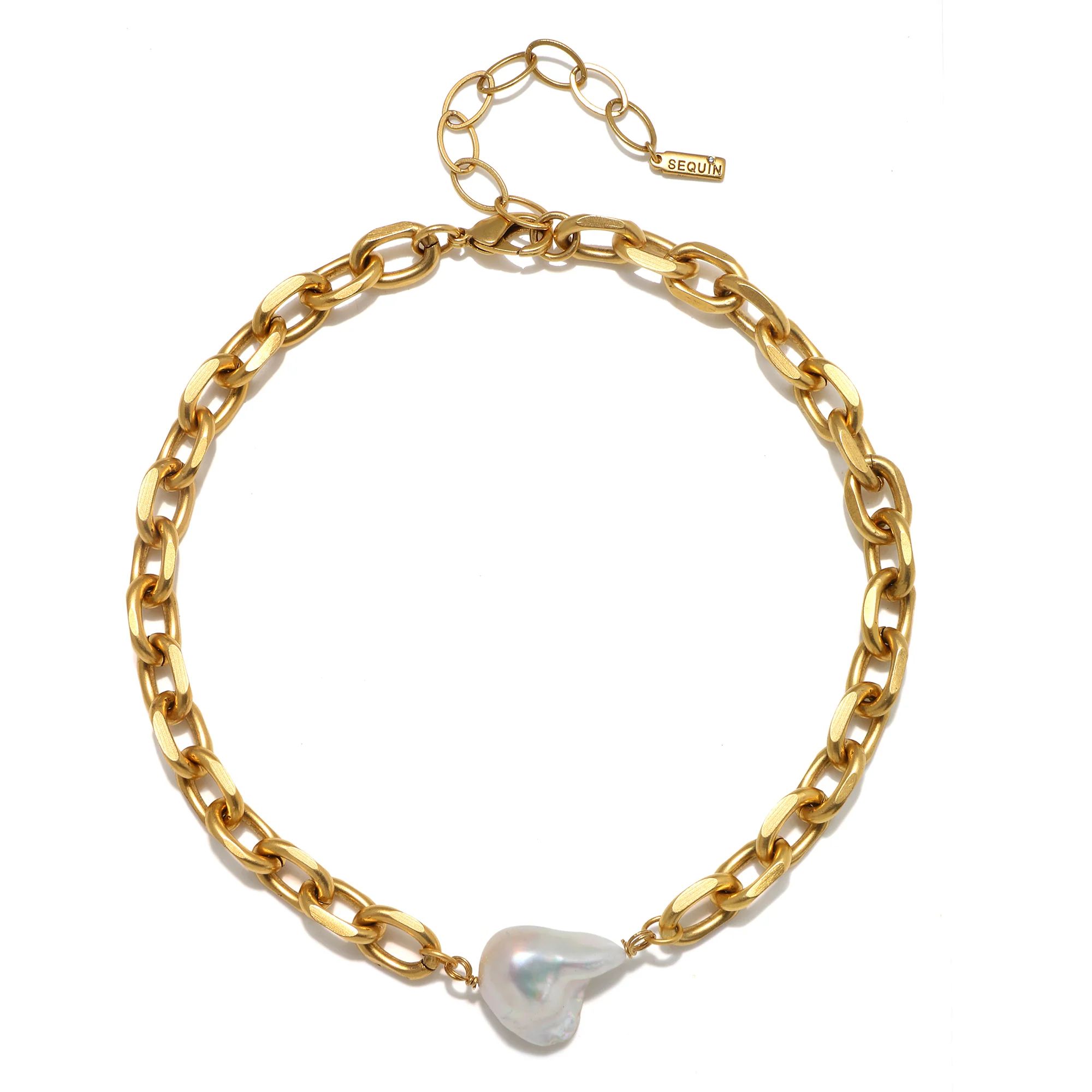 Cloud Nine Baroque Pearl Chain Choker Necklace | Sequin