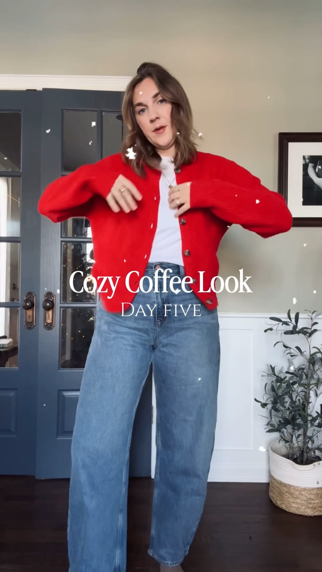 Cozy Coffee Look - Day Five 

Tee- Old Navy - 100% cotton - tts
Cardigan- last season target but linking lots of options for you
Jeans- Gap - tts 
Socks- ruffle loafer socks - Target 
Loafers- Freda Salvador - up a half size - code- jena10
Makeup- Merit - lip color power

#LTKHoliday #LTKgrwm #LTKSeasonal