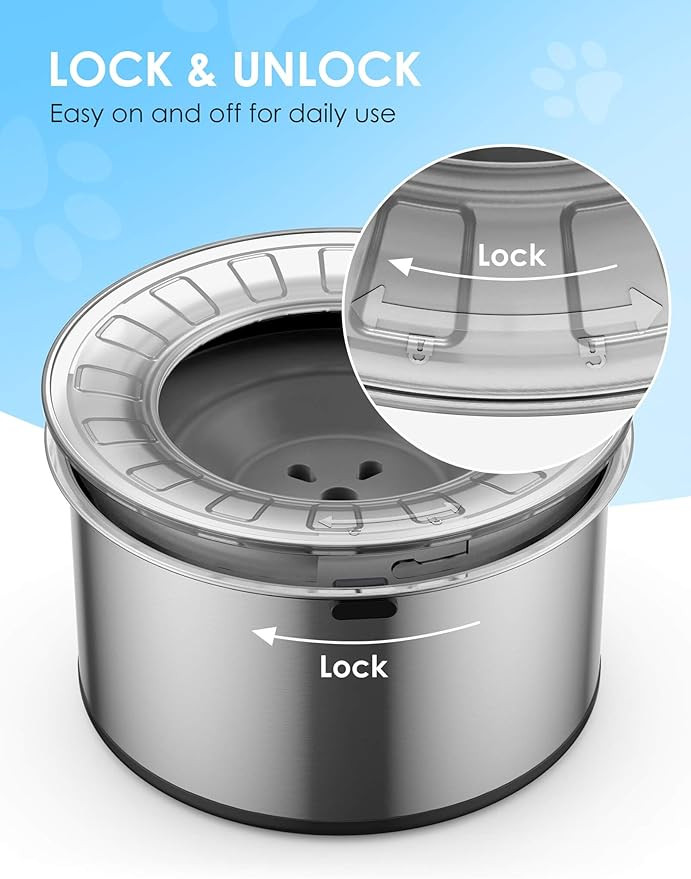 1Gallon Large Dog Water Bowl No Spill, [Anti Digging Lid & Rubber Bottom] Spill Proof Dog Bowl, A... | Amazon (US)