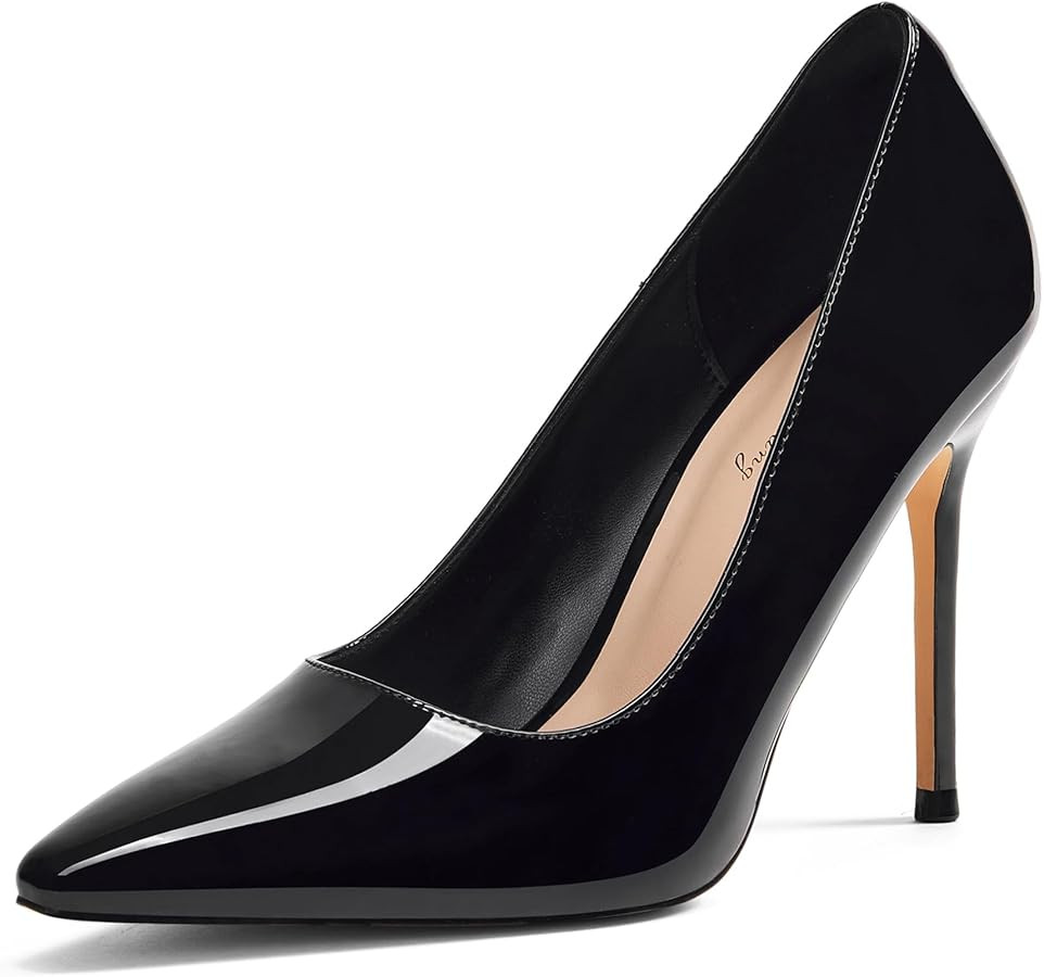 Elisabet Tang Women's Heeled Pumps Squared-Point Toe Shoes Stiletto Heels Closed Toe 4IN High Hee... | Amazon (US)