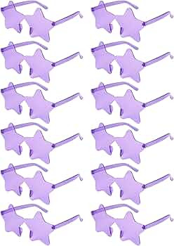 NACHLYNN 12 Pcs Pentagram Glasses Purple Rimless Star Shaped Sunglasses Transparent Sunglasses fo... | Amazon (US)