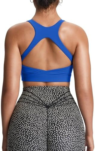 Aoxjox Women's Workout Sports Bras High Impact Fitness Training Gym Khloe Bra Yoga Crop Tank | Amazon (US)