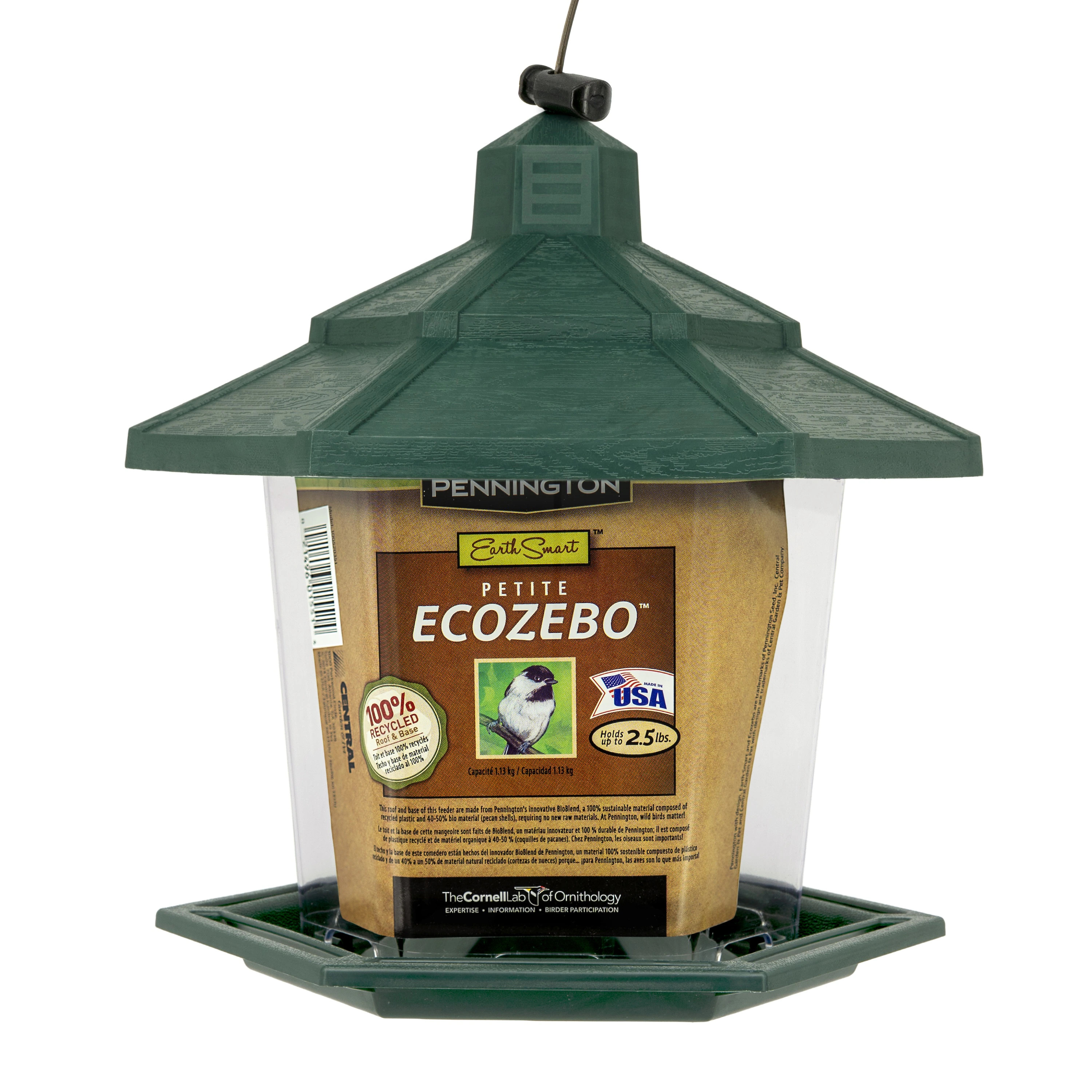 Pennington Earth Smart Petite Ecozebo Plastic Hanging Hopper Bird feeder - 2.5-lb one_size in Green | 100520351 | Lowe's